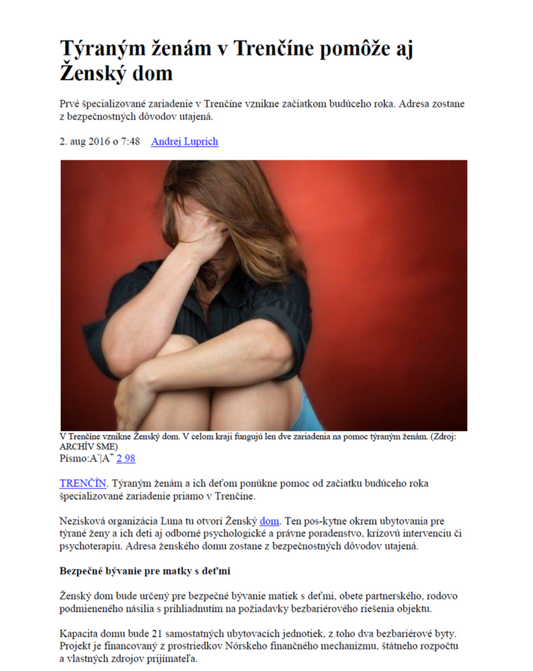 bezpečný ženský domov